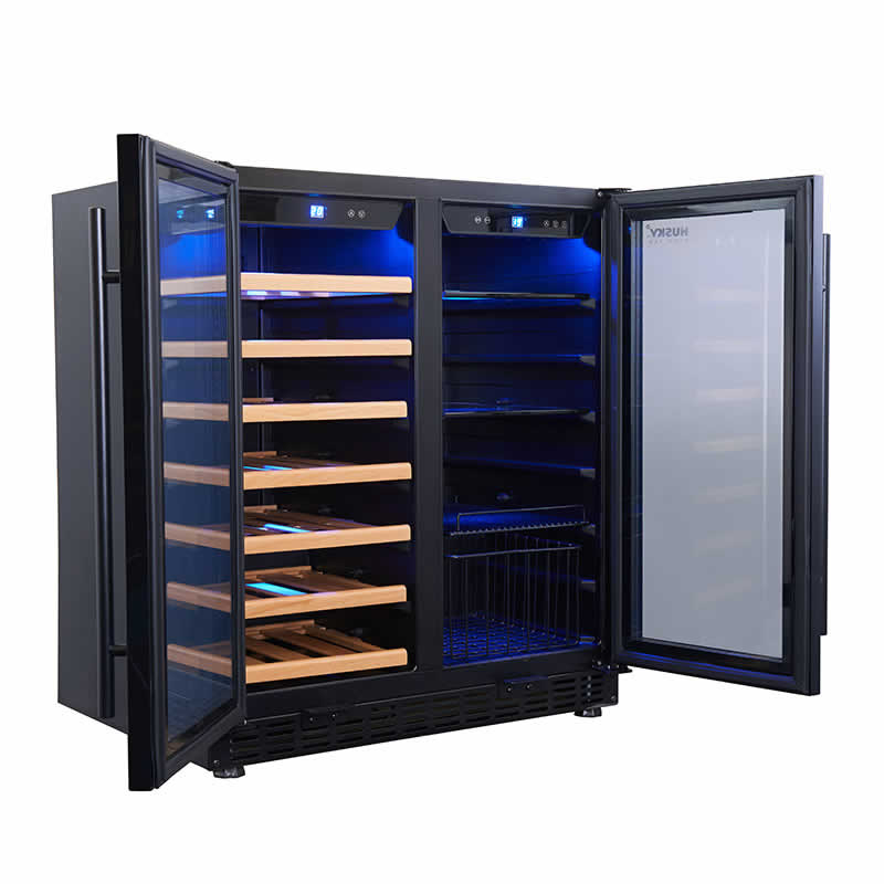 Husky Vino Pro Double Door Wine Fridge & Drinks Chiller in Black Door Trim HUS-WC66B-BK-ZY