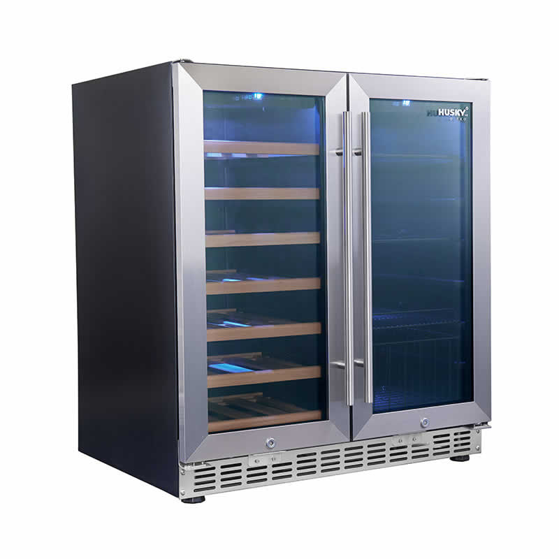 Husky Vino Pro Double Door Wine Fridge & Drinks Chiller in Black Door Trim HUS-WC66B-BK-ZY