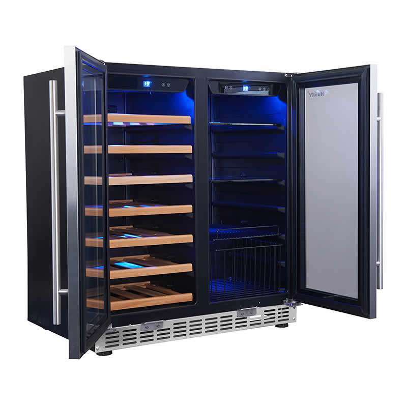 Husky Vino Pro Double Door Wine Fridge & Drinks Chiller in Black Door Trim HUS-WC66B-BK-ZY