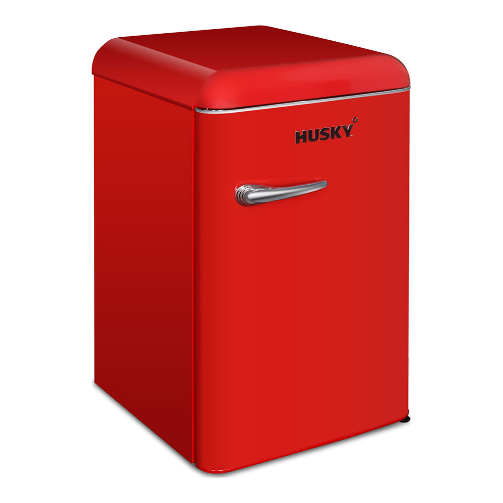 Husky 118L Solid Door Retro Style Bar Fridge in Red HUSRET135RDHU