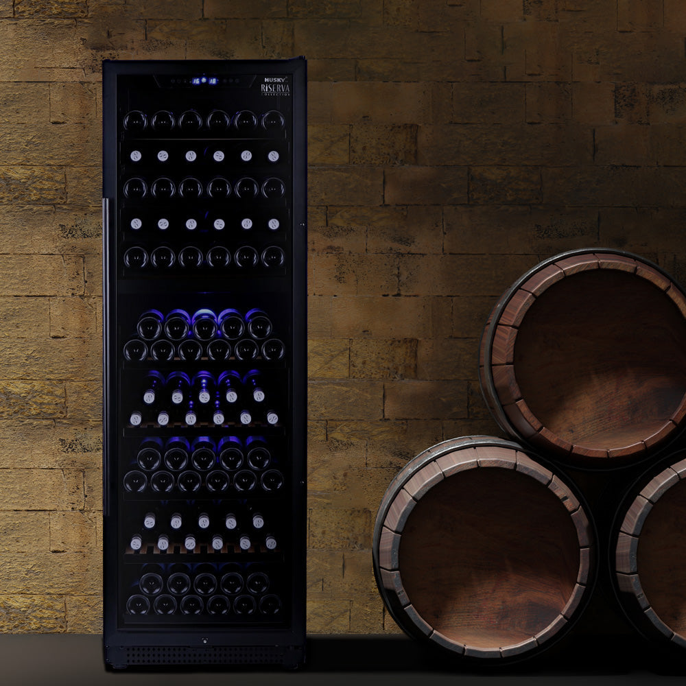 Husky Riserva 450L Dual Zone Freestanding Wine Fridge in Matt Black HUSWS168DMBZY