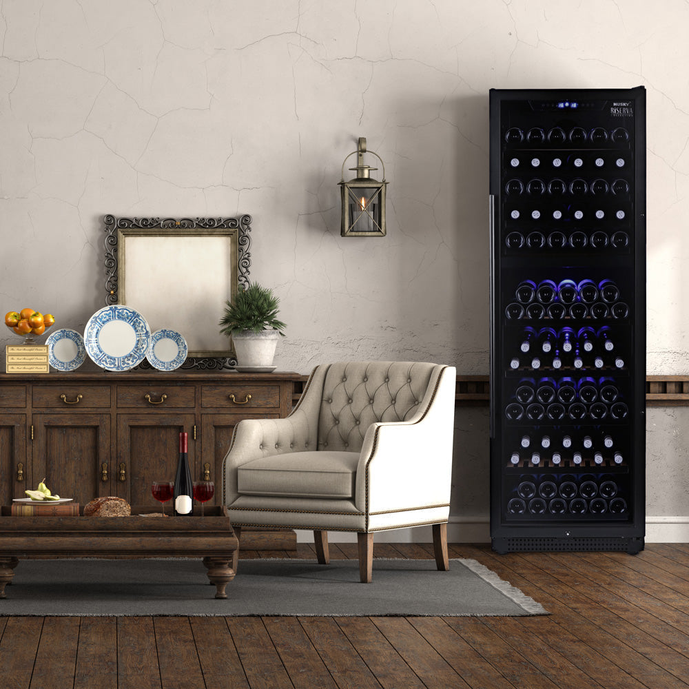 Husky Riserva 450L Dual Zone Freestanding Wine Fridge in Matt Black HUSWS168DMBZY