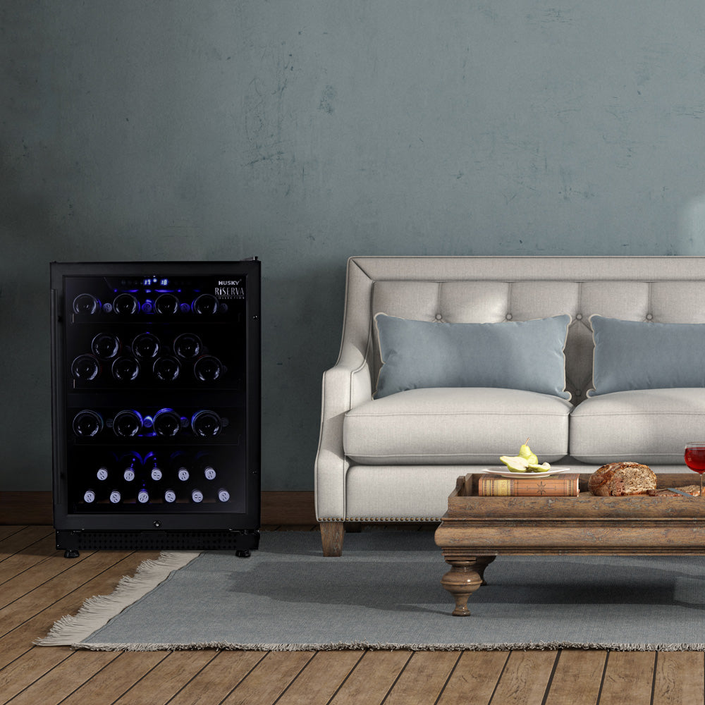 Husky Riserva 154L Dual Zone Wine Fridge in Matt Black HUSWS54DMBZY