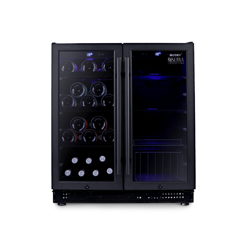 Husky Riserva Double Door Wine Fridge & Drinks Chiller in Matt Black HUSWS66MBZY