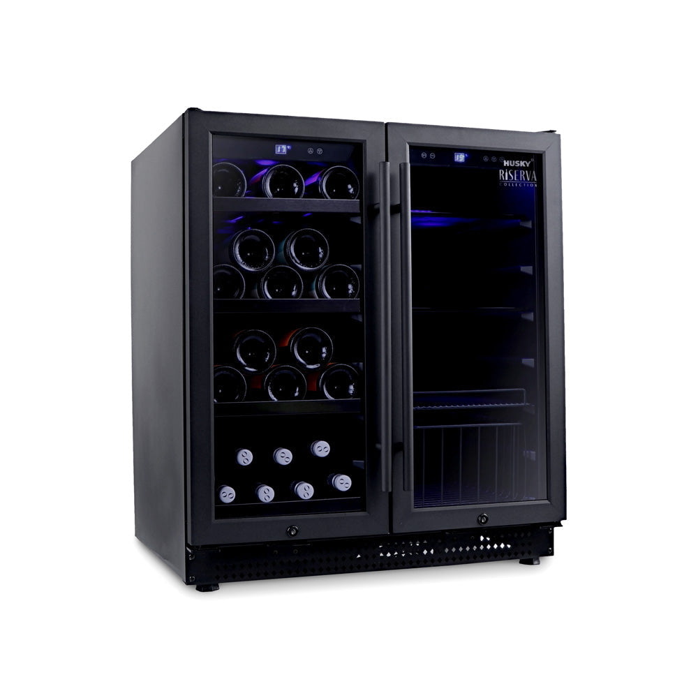 Husky Riserva Double Door Wine Fridge & Drinks Chiller in Matt Black HUSWS66MBZY