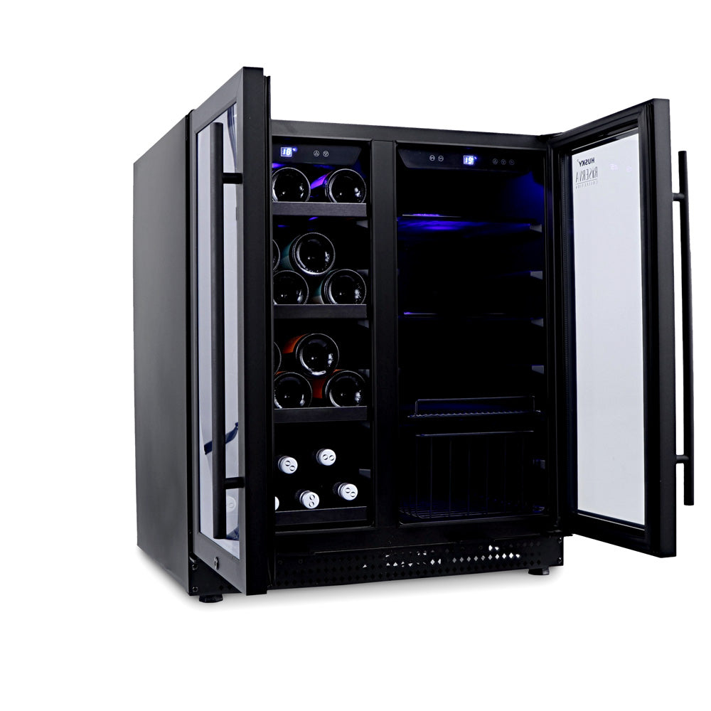 Husky Riserva Double Door Wine Fridge & Drinks Chiller in Matt Black HUSWS66MBZY