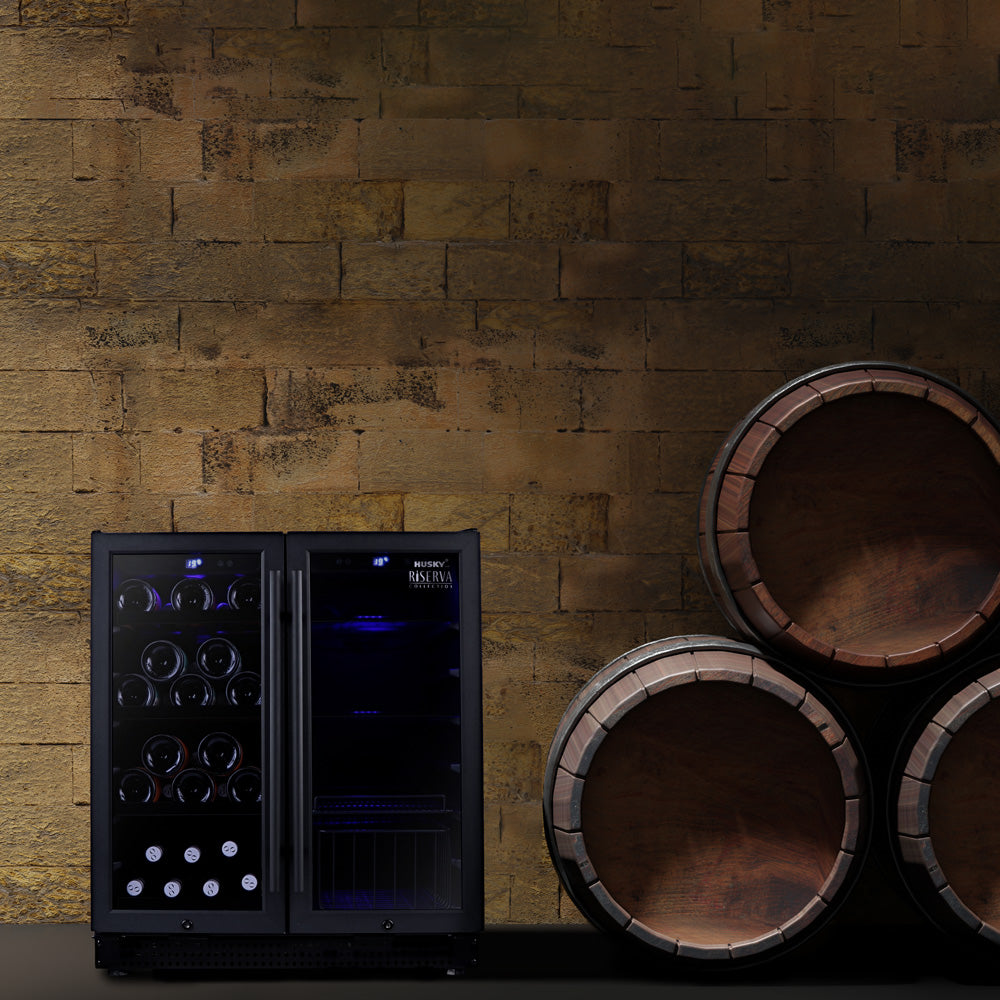 Husky Riserva Double Door Wine Fridge & Drinks Chiller in Matt Black HUSWS66MBZY