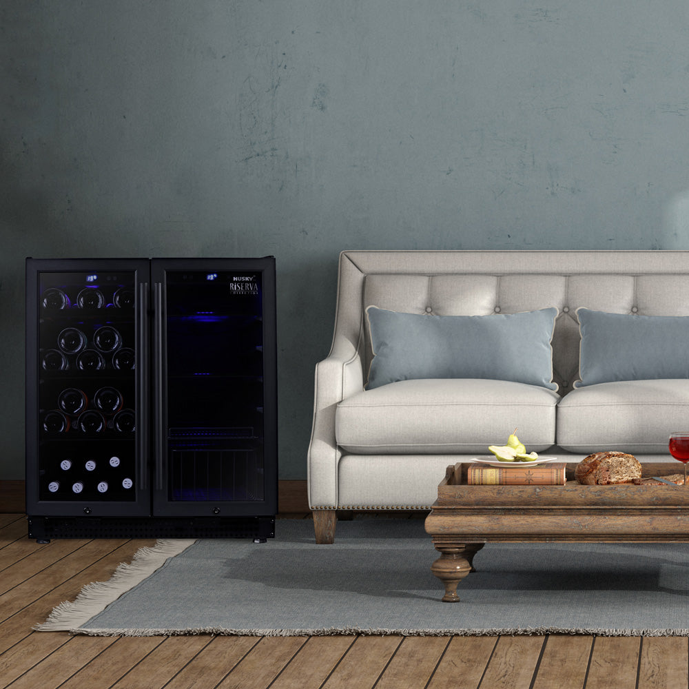 Husky Riserva Double Door Wine Fridge & Drinks Chiller in Matt Black HUSWS66MBZY