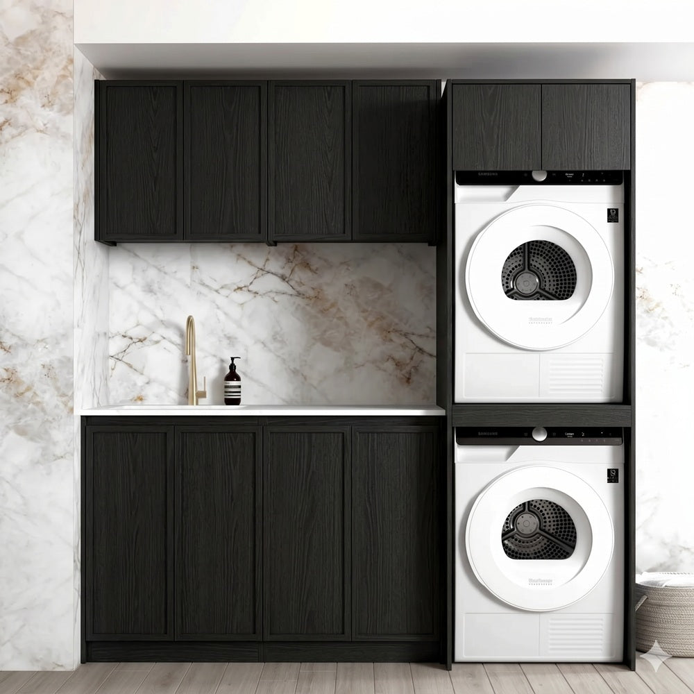 Otti LA-1960C-BOHB-CA Hampshire Laundry Kit 1960C Black / Cloudy Carrara Top