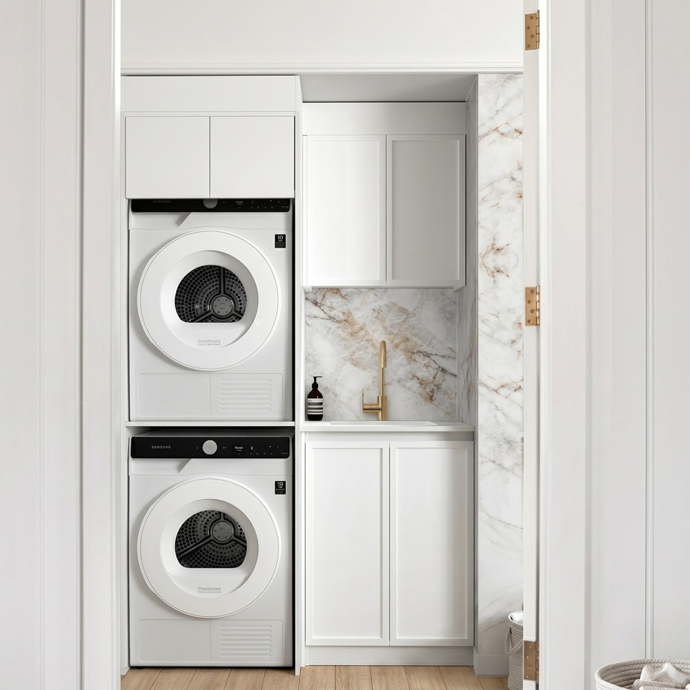 Otti LA-1305C-BOHW-CA Hampshire Laundry Kit 1305C White / Cloudy Carrara Top