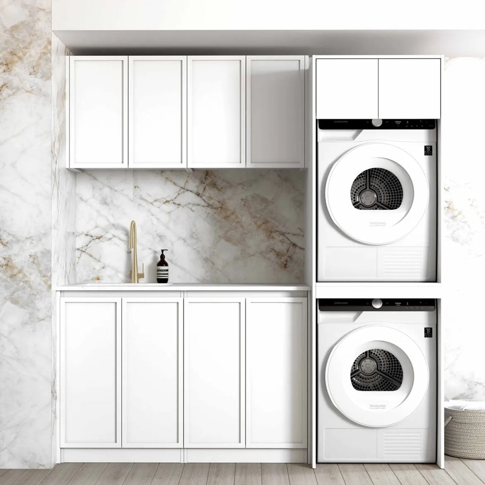 Otti LA-1960C-BOHW-CA Hampshire Laundry Kit 1960C White / Cloudy Carrara Top
