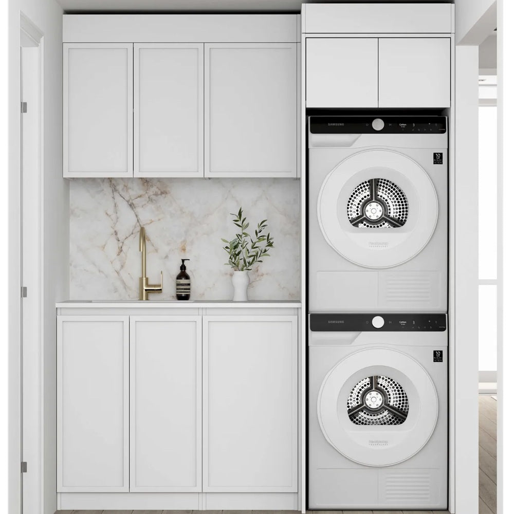 Otti LA-1715C-BOHW-NCA Hampshire Laundry Kit 1715C White / Natural Carrara Marble Top
