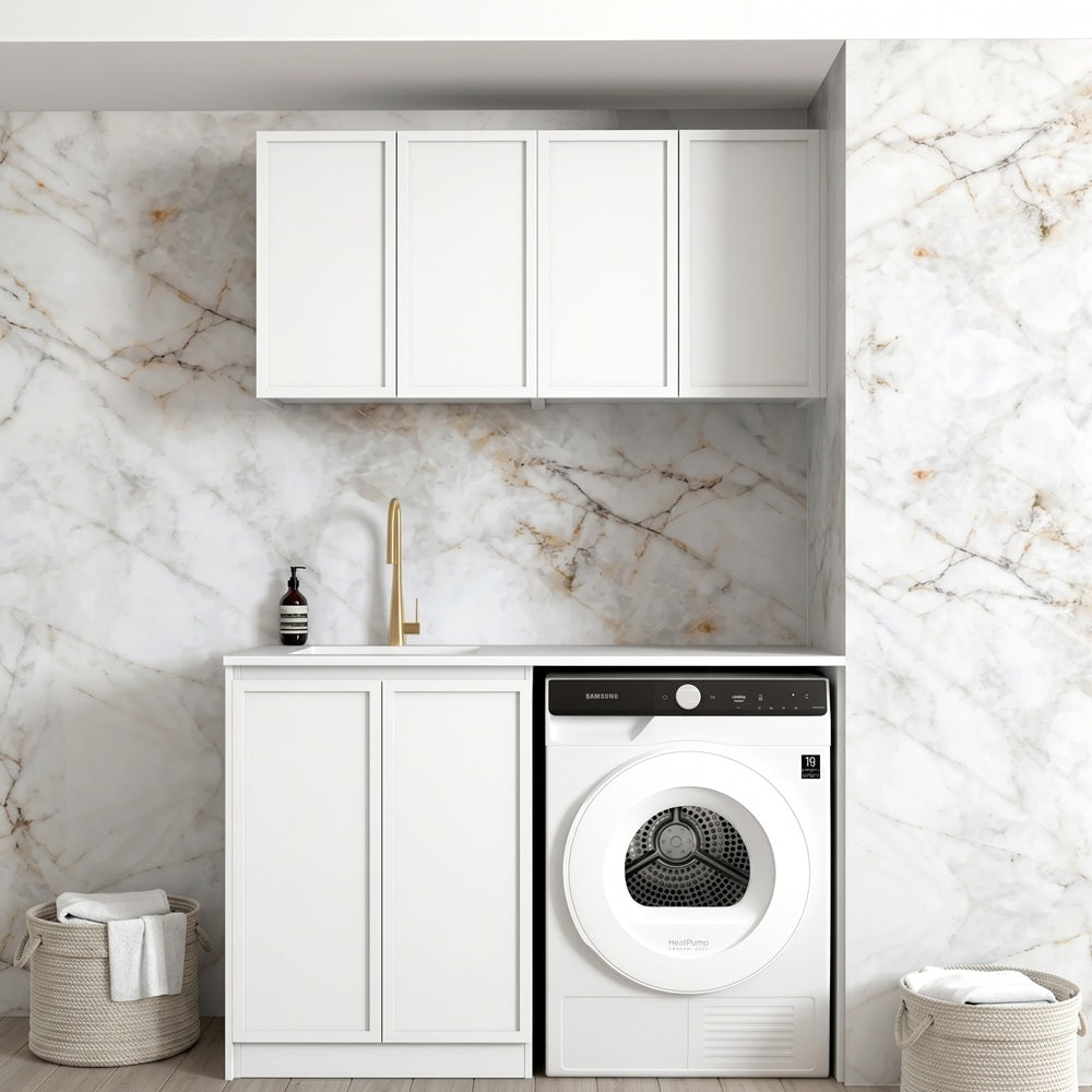 Otti LA-1305B-BOHW-CA Hampshire Laundry Kit 1305B White / Cloudy Carrara Top