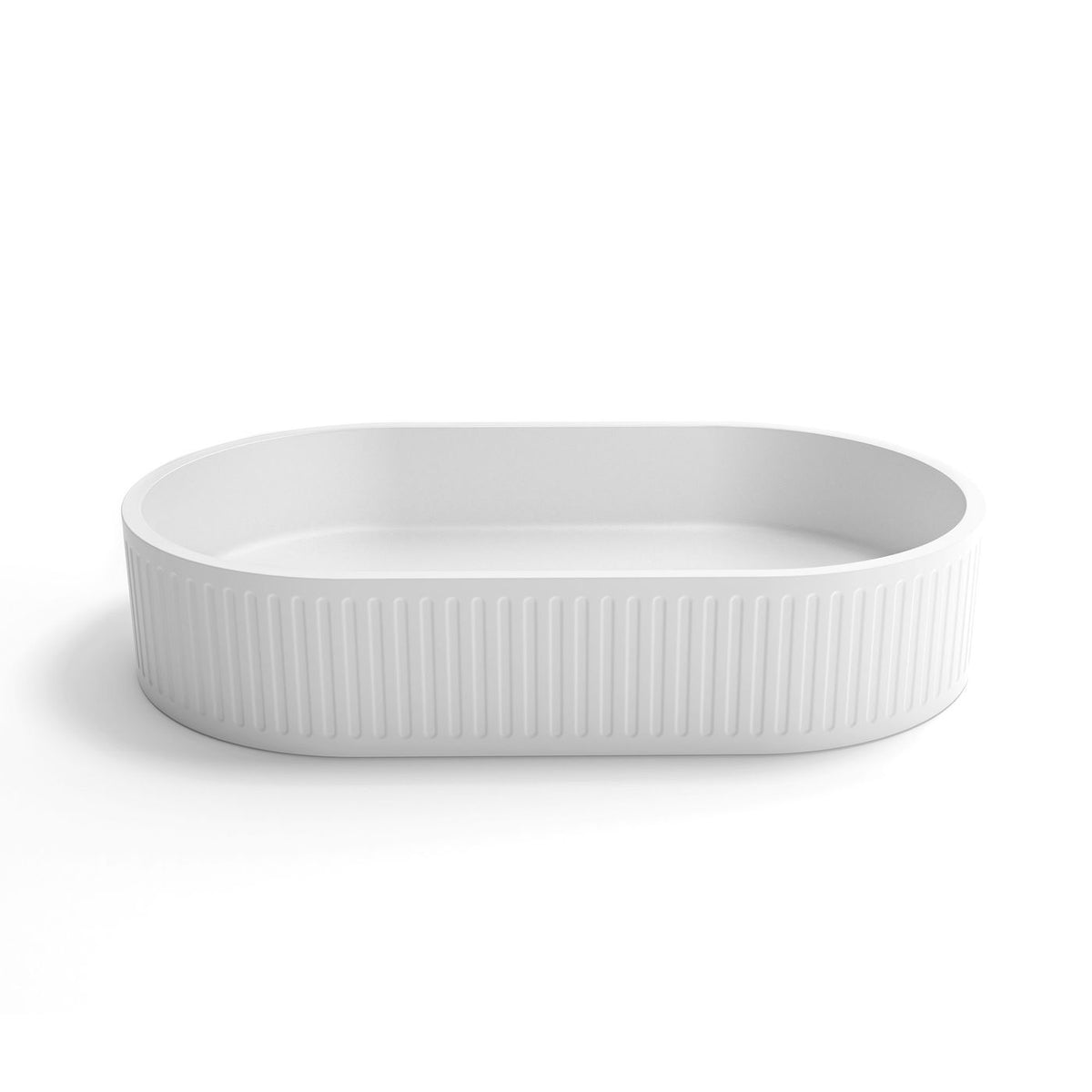 Otti OT6035CONW Hudson Oval 600x350x120 Concrete Fluted White Above Counter Basin
