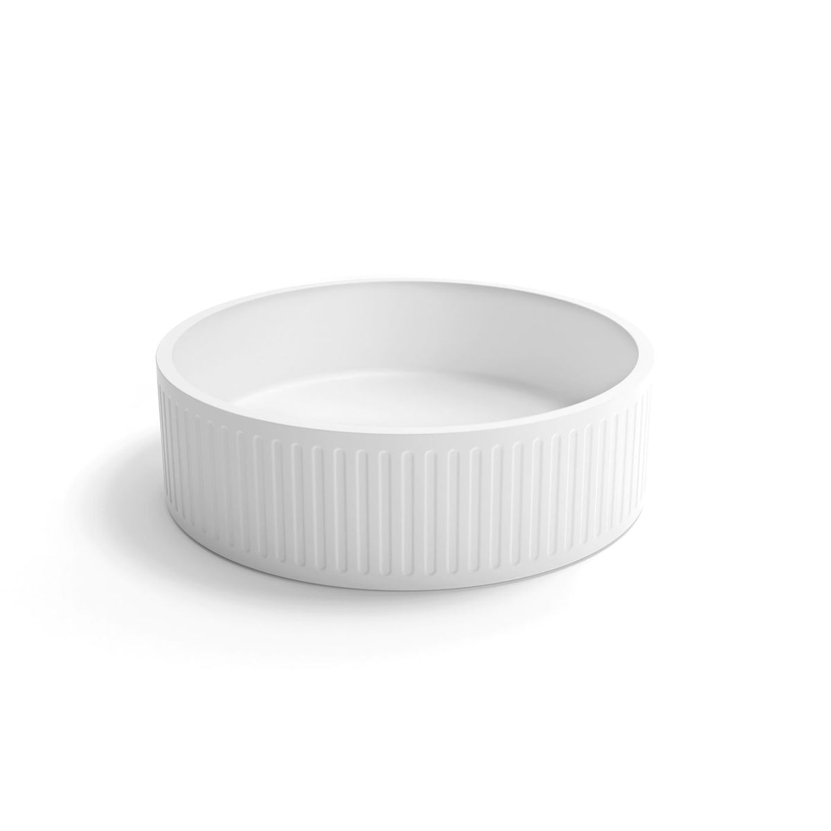 Otti OT4000CONW Hudson Round 400x400x120 Concrete Fluted White Above Counter Basin