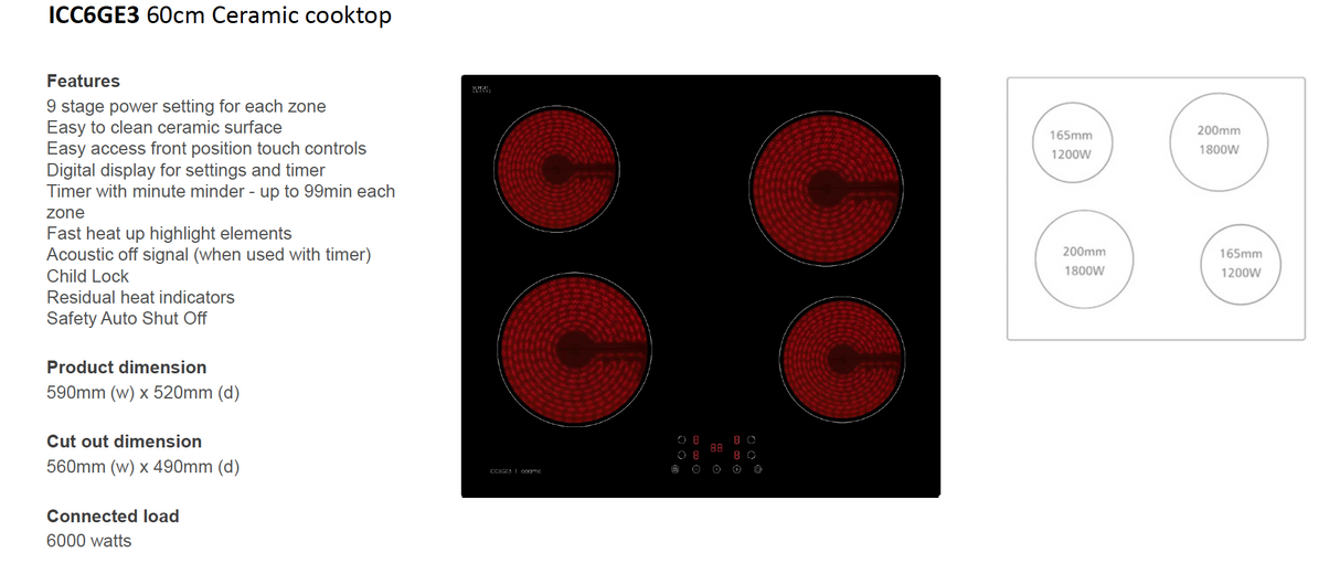 Baumatic ICC6GE3 60cm Ceramic Cooktop