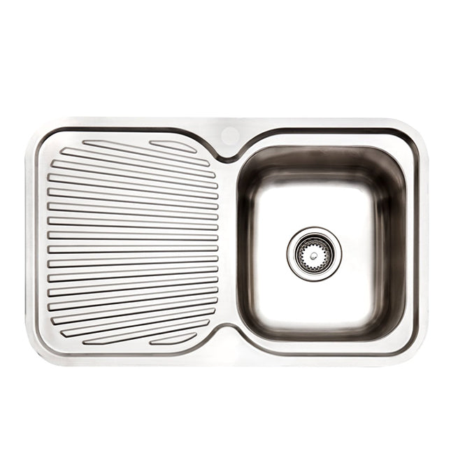 IAG Stainless Steel Sink, One Bowl & One Drainer, Right Hand Bowl
