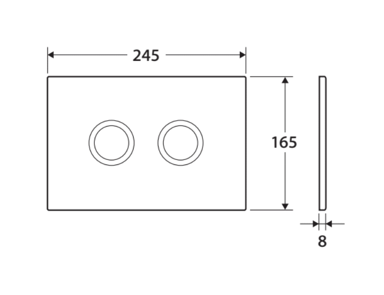 R&T JB05C Raised Care Flush Buttons, Chrome