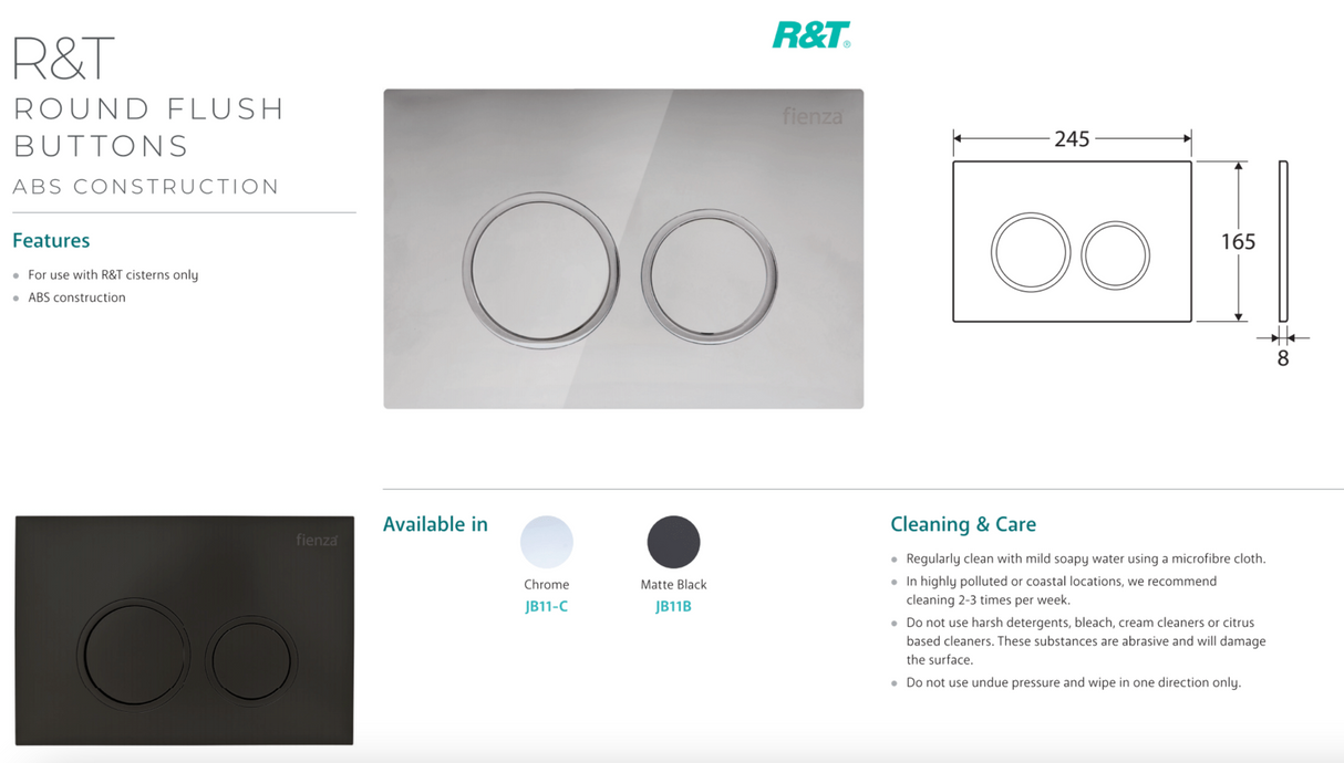 R&T JB11GM Round Button Flush Plate, Gun Metal