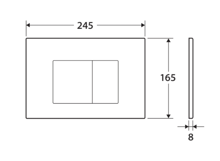 R&T JB60C Square Button Flush Plate, Chrome