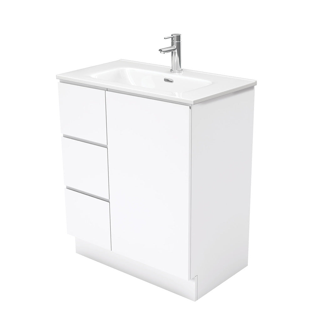 Fienza JOl75CL Joli 750 Vanity on Kickboard, Gloss White, Left Drawers