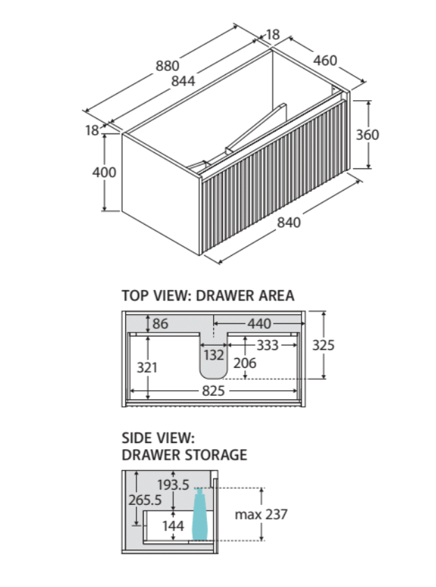 Fienza JOL90RW Joli Alina White 900 Wall-Hung Vanity