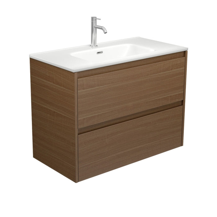 Fienza JOLM90BWA Joli Matte Amato Walnut 900 Wall Hung Vanity with Walnut Panels