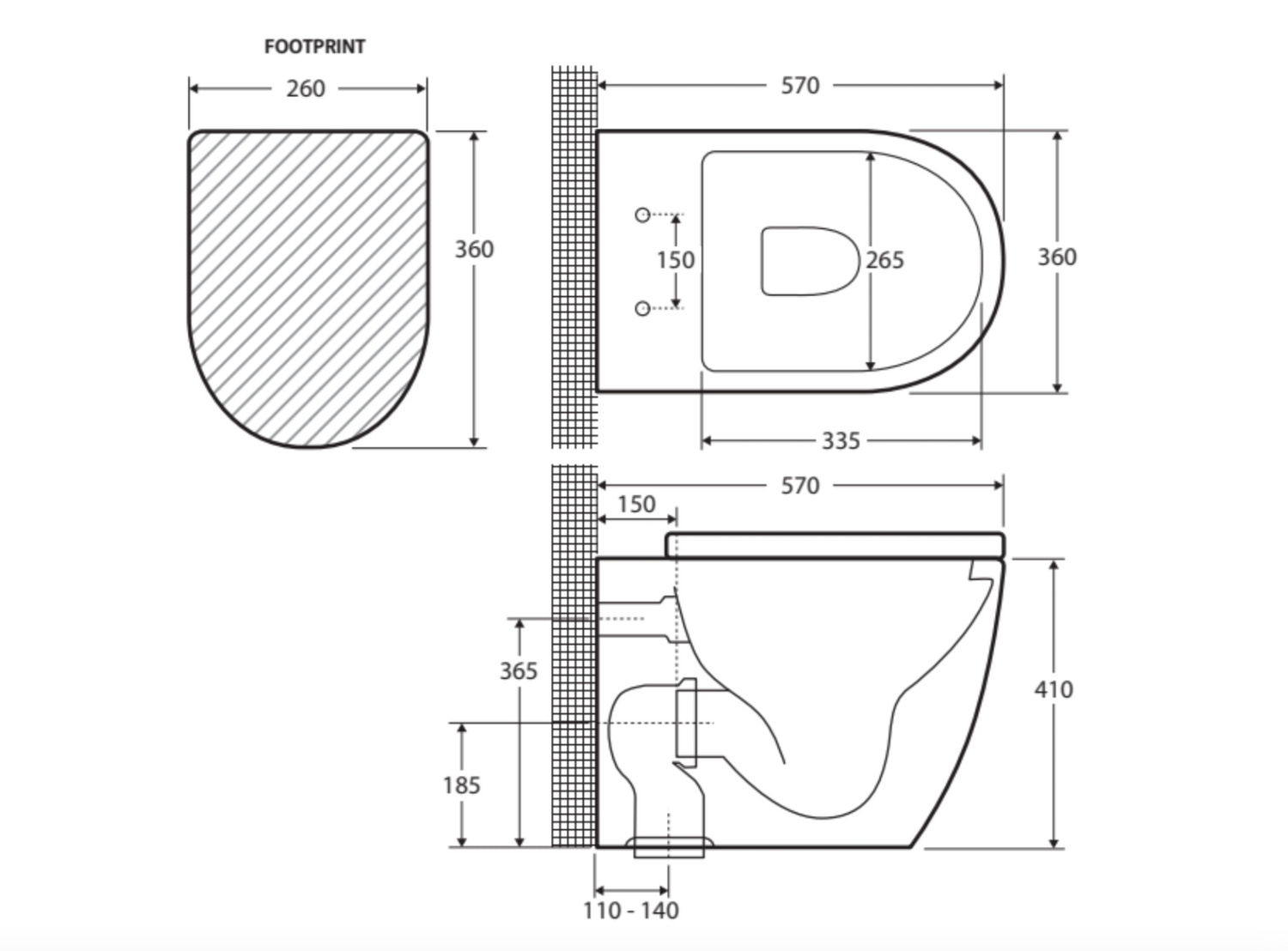 Fienza K002376-PS Koko Gloss White Wall-Faced Toilet Suite