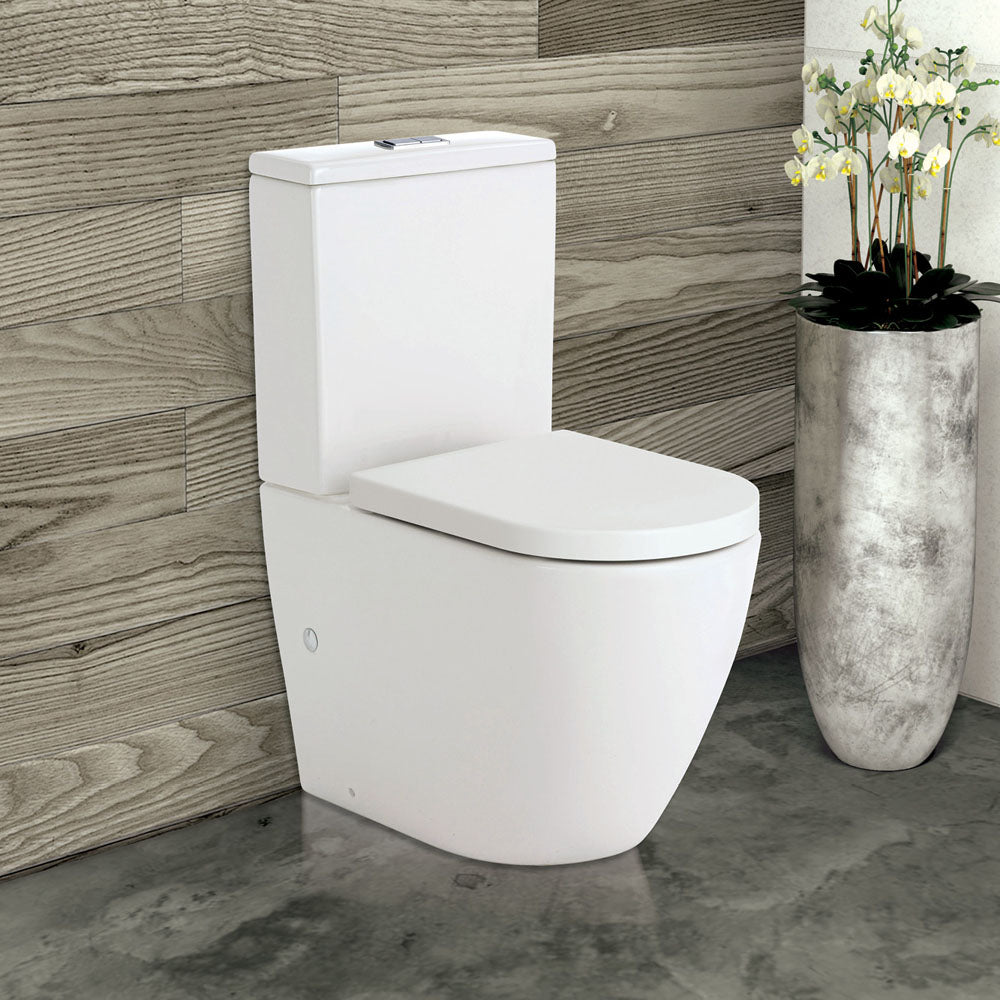 Fienza K002B Koko S-Trap 160-230mm Toilet Suite, White - Chrome Buttons
