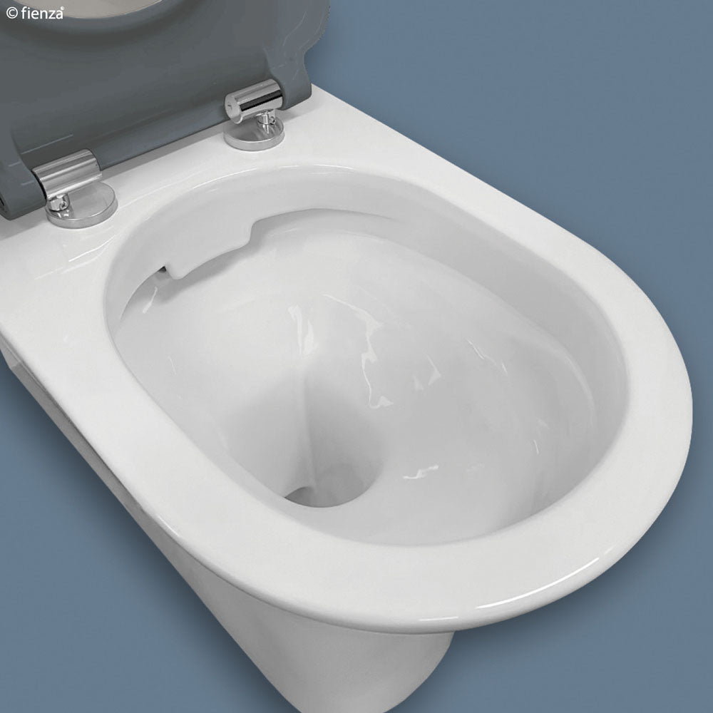 Fienza K013GA Delta Care Back to Wall Toilet Suite, S Trap 90-280mm, Grey Seat