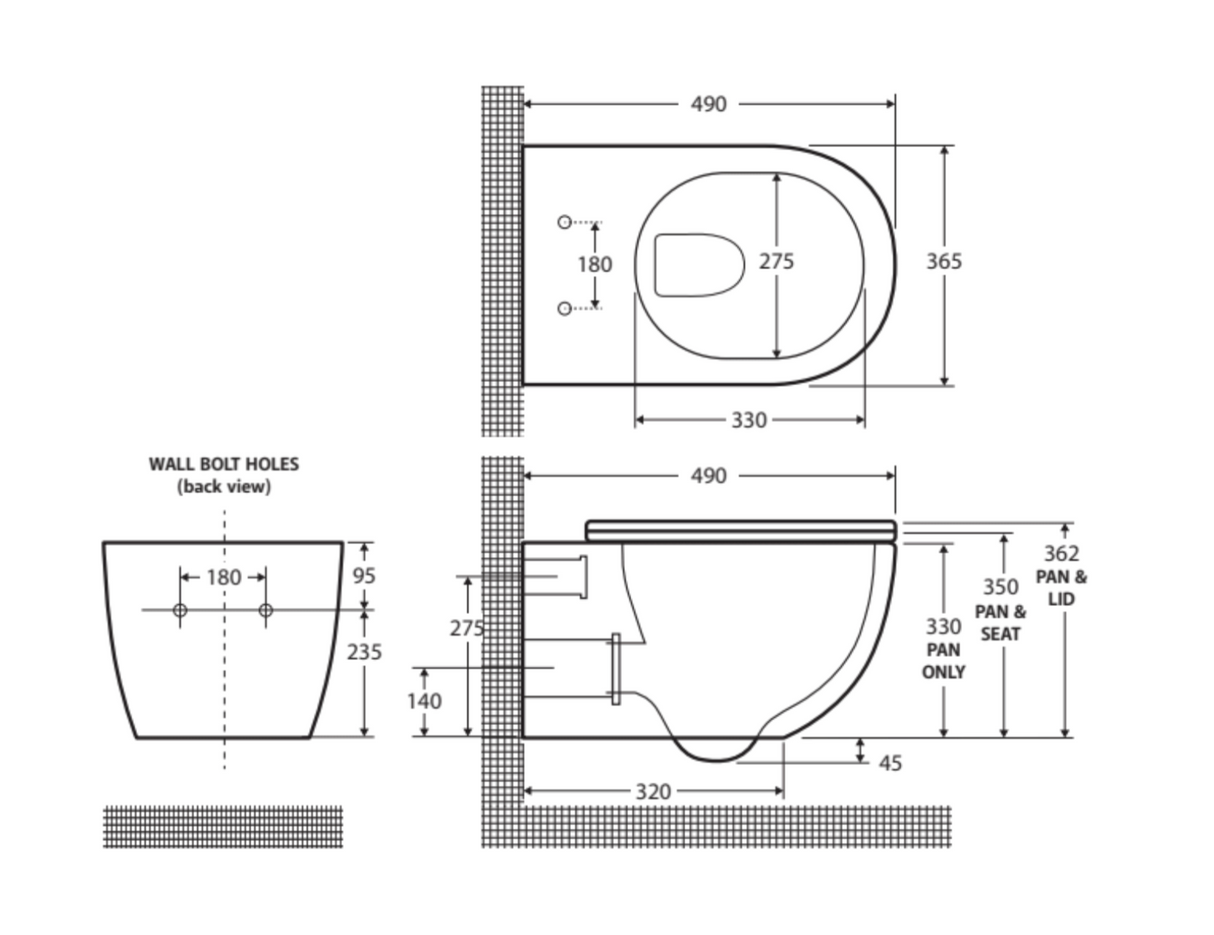 Fienza K2376MB-PS Koko Matte Black Wall-Hung Toilet Suite
