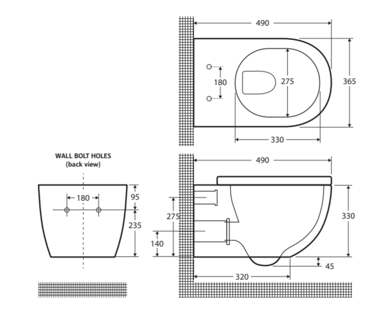Fienza K2376W-PS Koko Gloss White Wall-Hung Toilet Suite