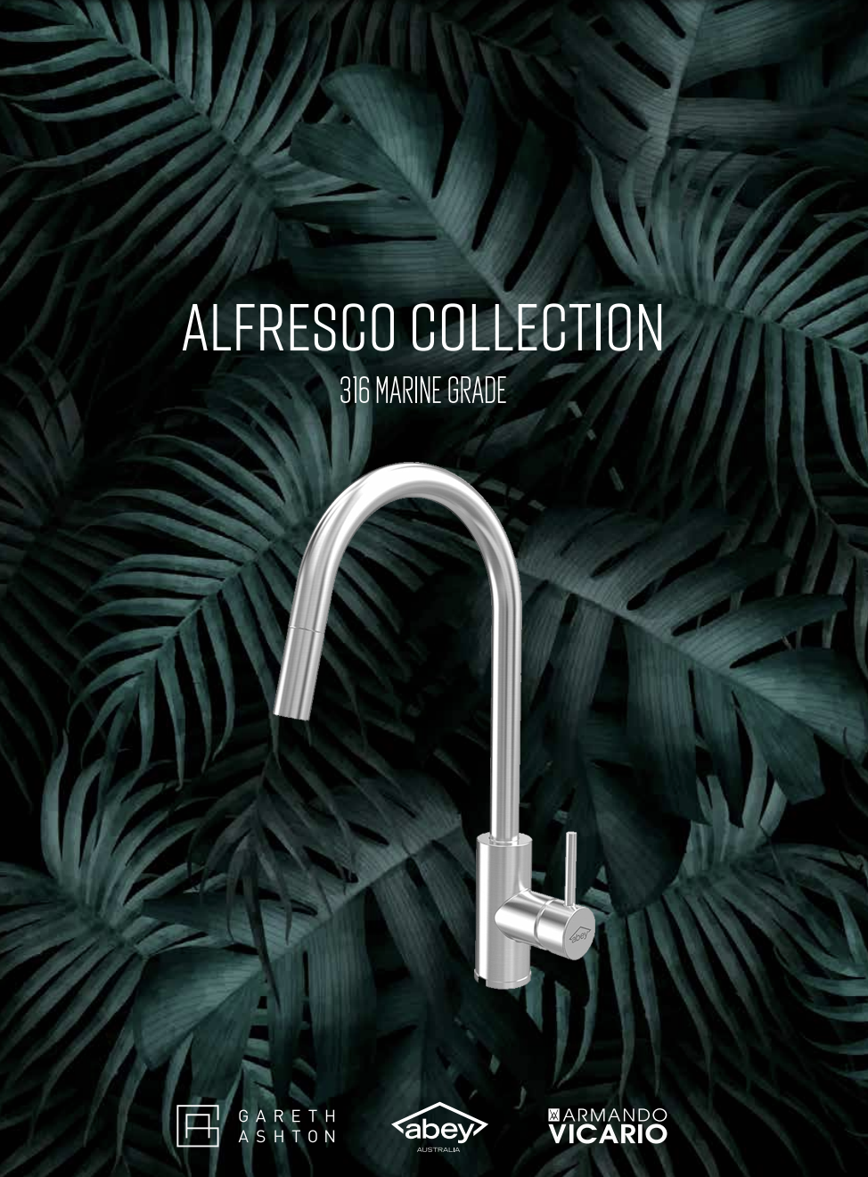 Gareth Ashton Kta037-316-Br 316 Brushed Stainless Steel Gooseneck Pull Out Kitchen Mixer Taps