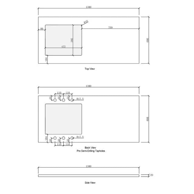 Otti LA-1300-BOHW-CA Hampshire Laundry Cabinet, 1300mm, White / Cloudy Carrara Top