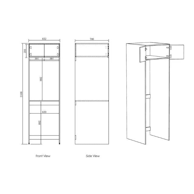 Otti LA-1305C-BOHB-NCA Hampshire Laundry Kit 1305C Black / Natural Carrara Marble Top