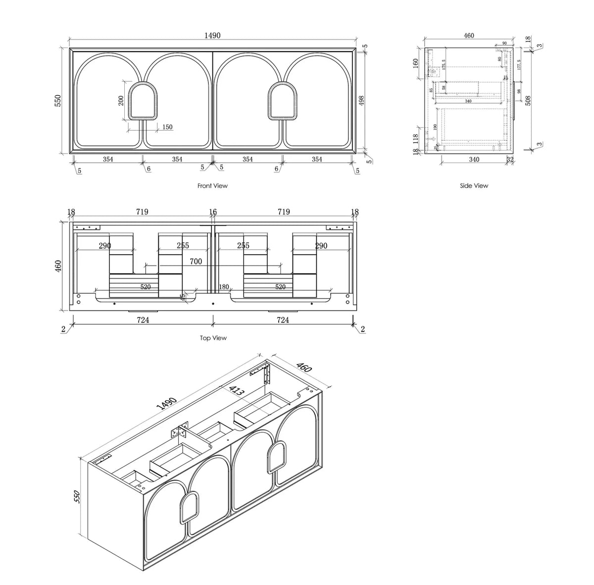 Otti Laguna Mark II Wall Hung Vanity, Woodland Oak