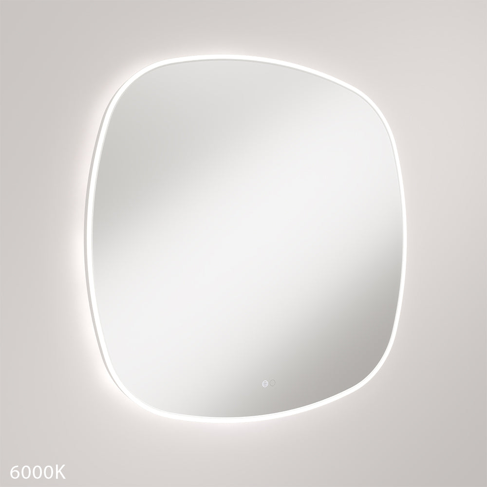 Fienza LED06-90W Kiara LED Framed Squircle Mirror, 900mm, Matte White