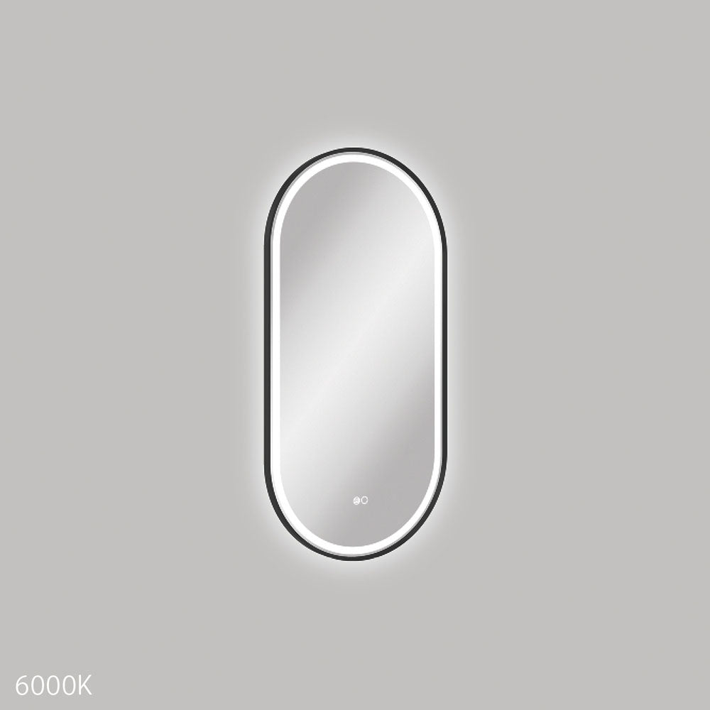 Fienza LED4590FPB Empire LED Matte Black Framed Mirror, 450 x 900mm