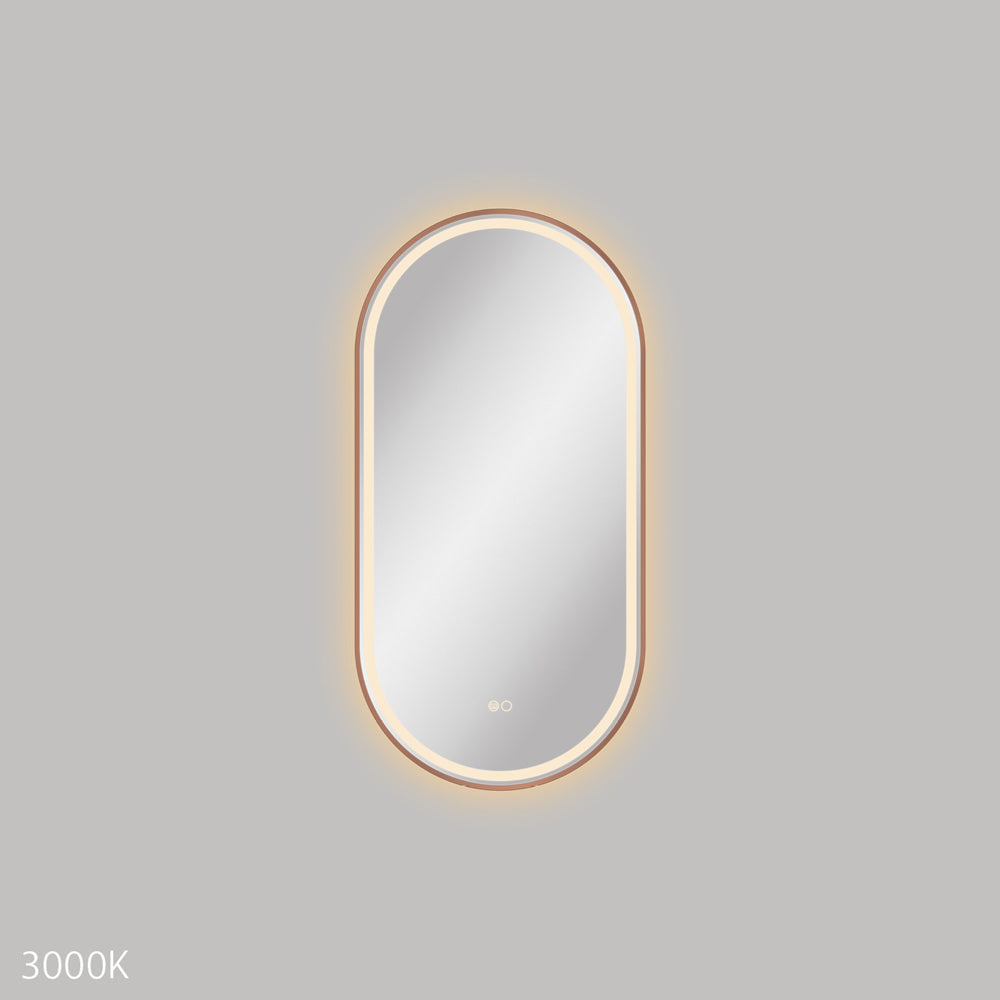 Fienza LED4590FPCO Empire LED Brushed Copper Framed Mirror, 450 x 900mm