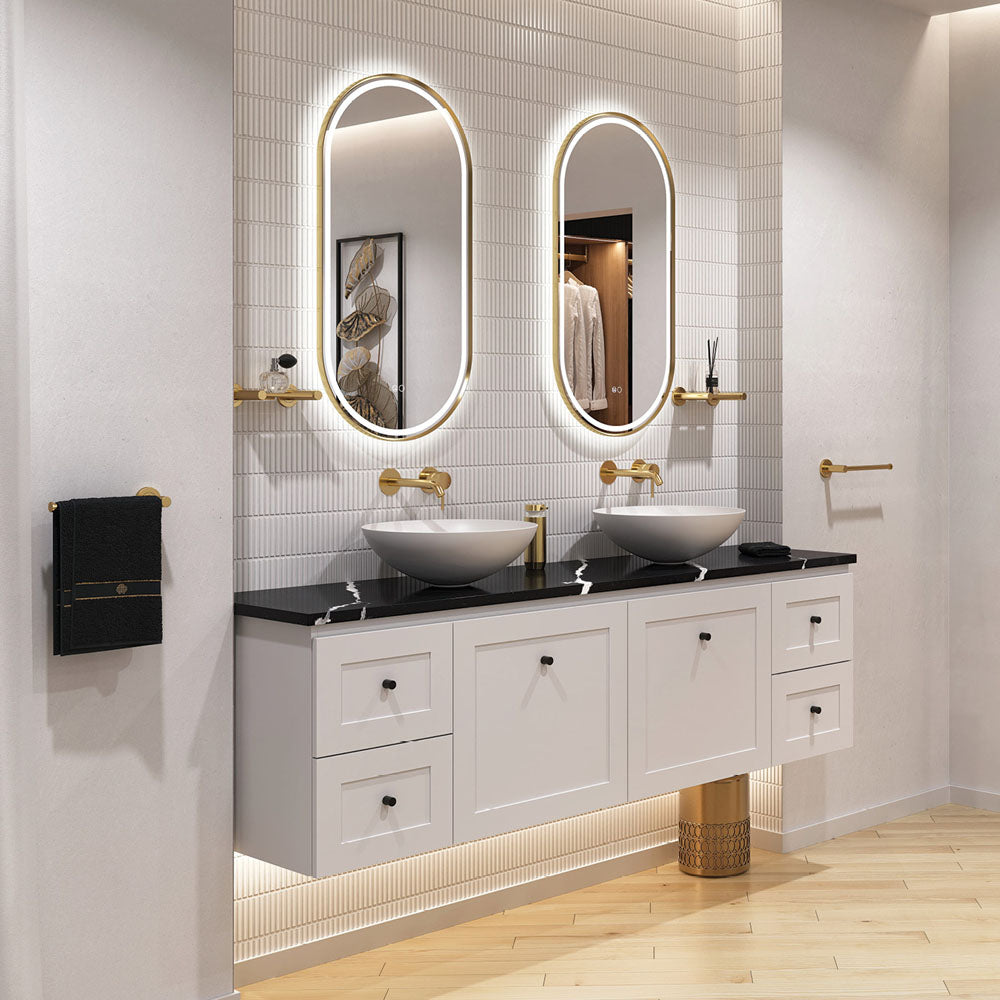 Fienza LED4590FPCO Empire LED Brushed Copper Framed Mirror, 450 x 900mm