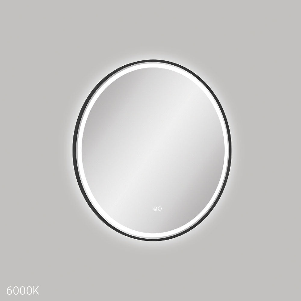 Fienza LED700FRB Reba LED Matte Black Framed Mirror, 700mm