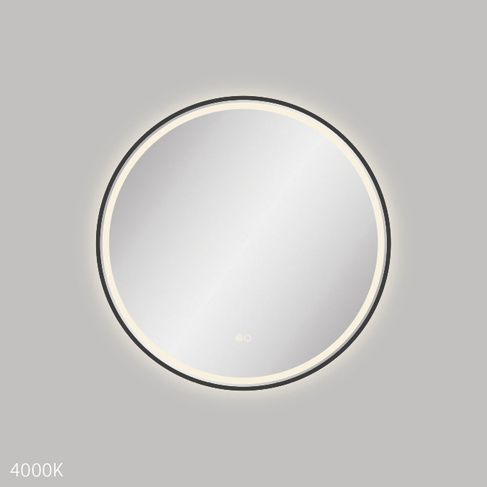Fienza LED700FRB Reba LED Matte Black Framed Mirror, 700mm