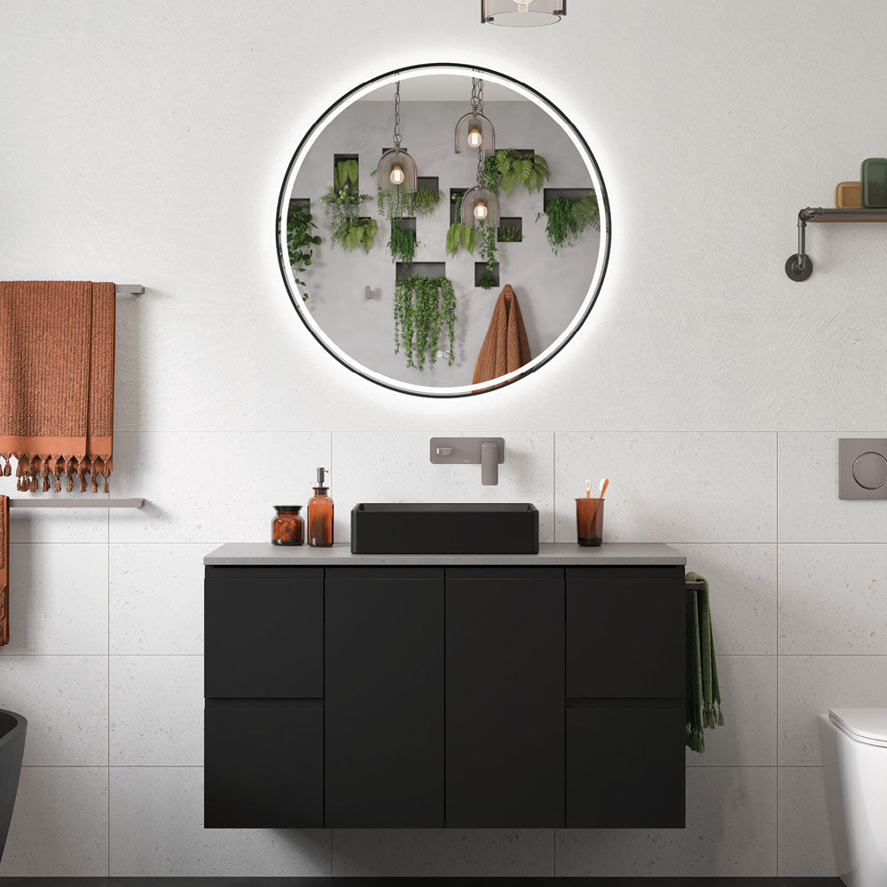 Fienza LED700FRUB Reba LED Urban Brass Framed Mirror, 700mm