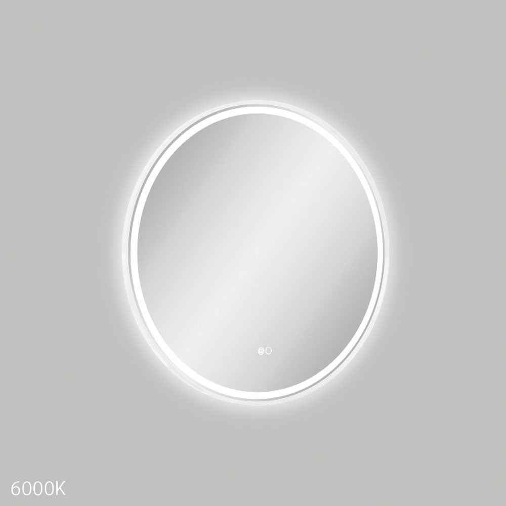 Fienza LED700FRW Reba LED Matte White Framed Mirror, 700mm