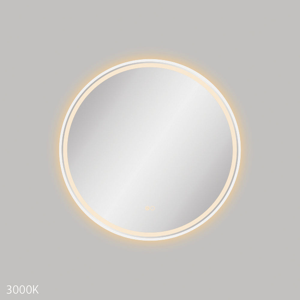 Fienza LED700FRW Reba LED Matte White Framed Mirror, 700mm