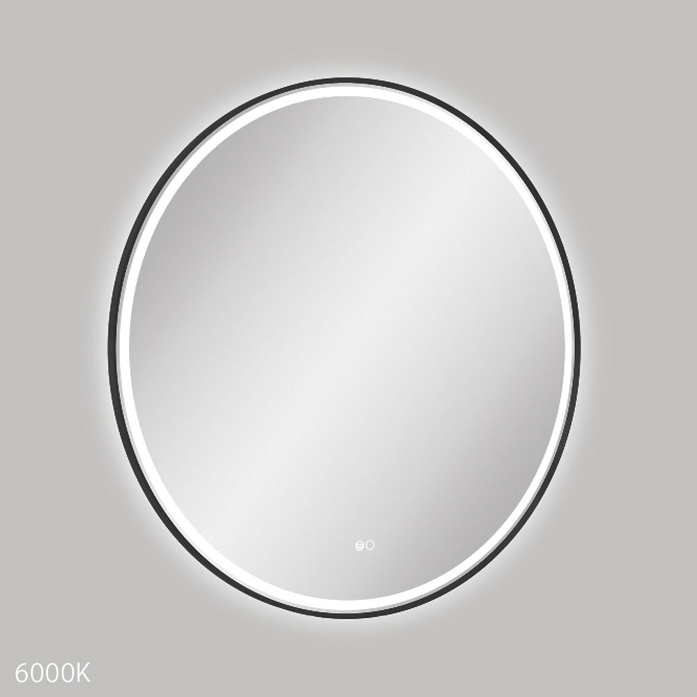 Fienza LED900FRB Reba LED Matte Black Framed Mirror, 900mm