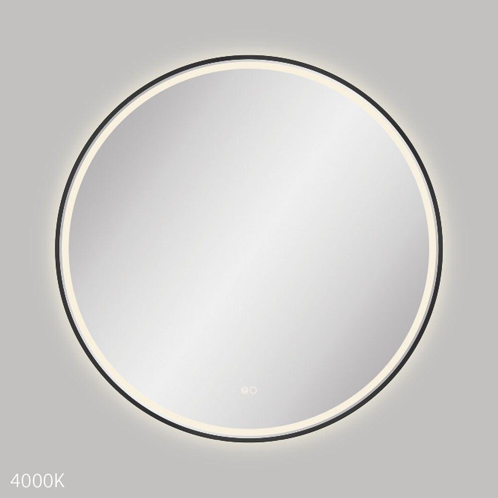 Fienza LED900FRB Reba LED Matte Black Framed Mirror, 900mm