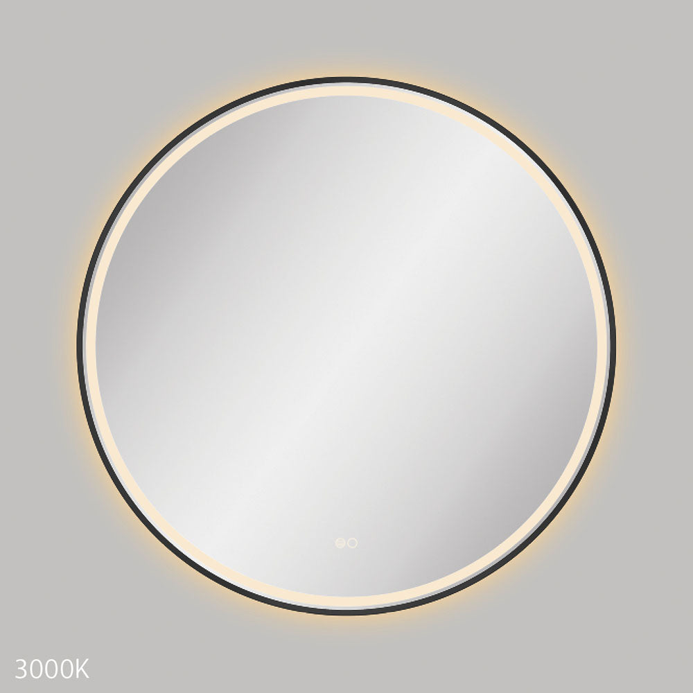 Fienza LED900FRB Reba LED Matte Black Framed Mirror, 900mm