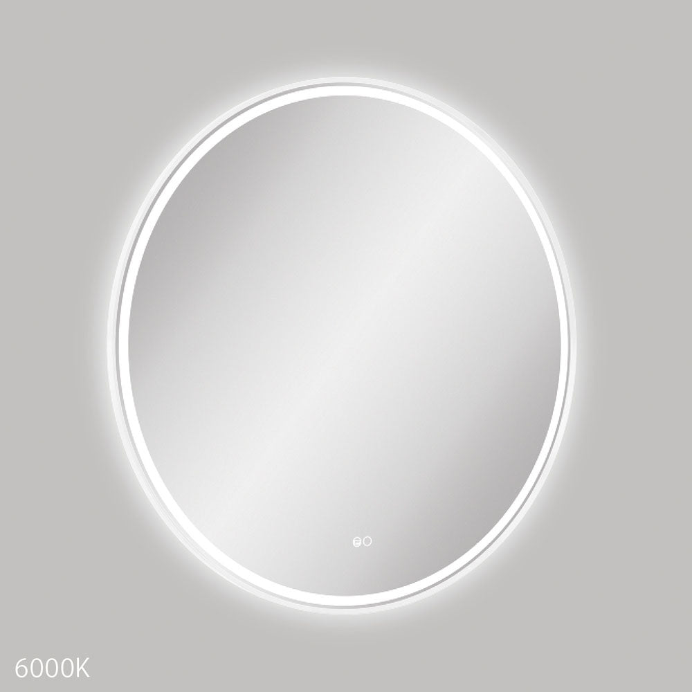 Fienza LED900FRW Reba LED Matte White Framed Mirror, 900mm