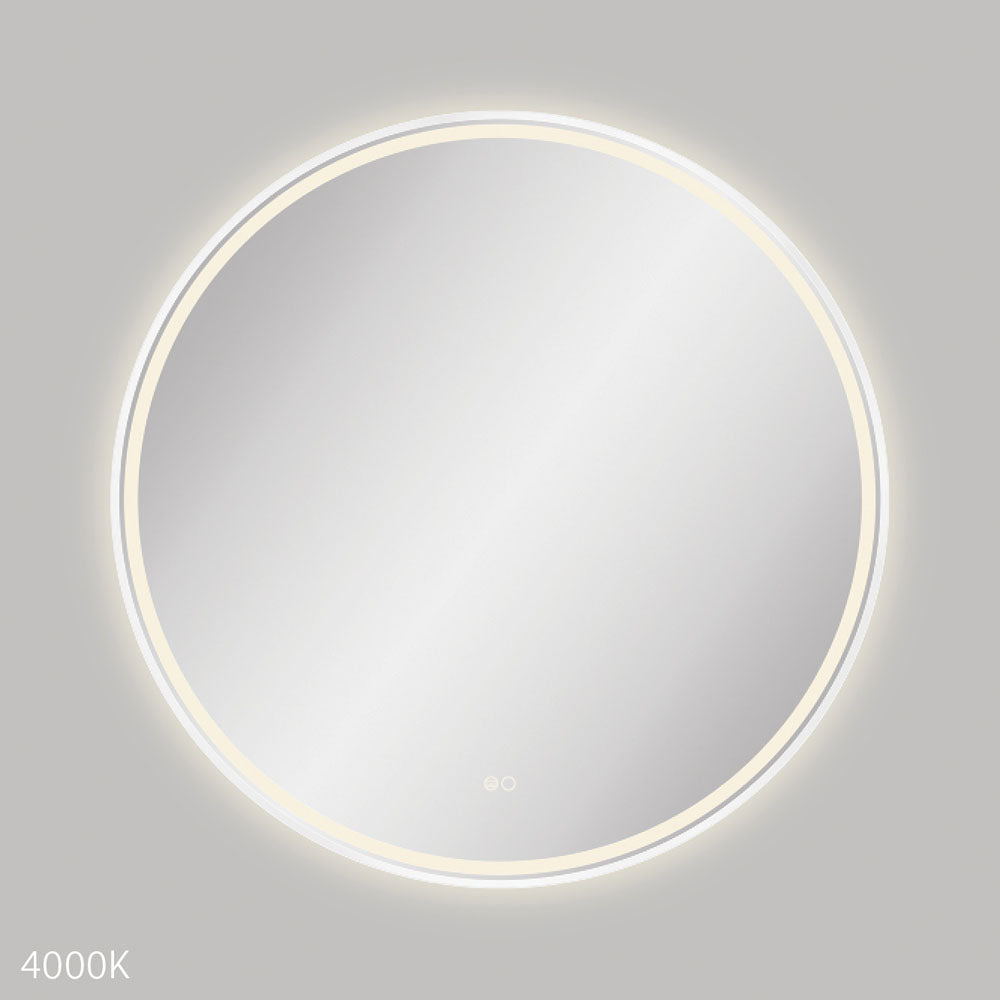 Fienza LED900FRW Reba LED Matte White Framed Mirror, 900mm